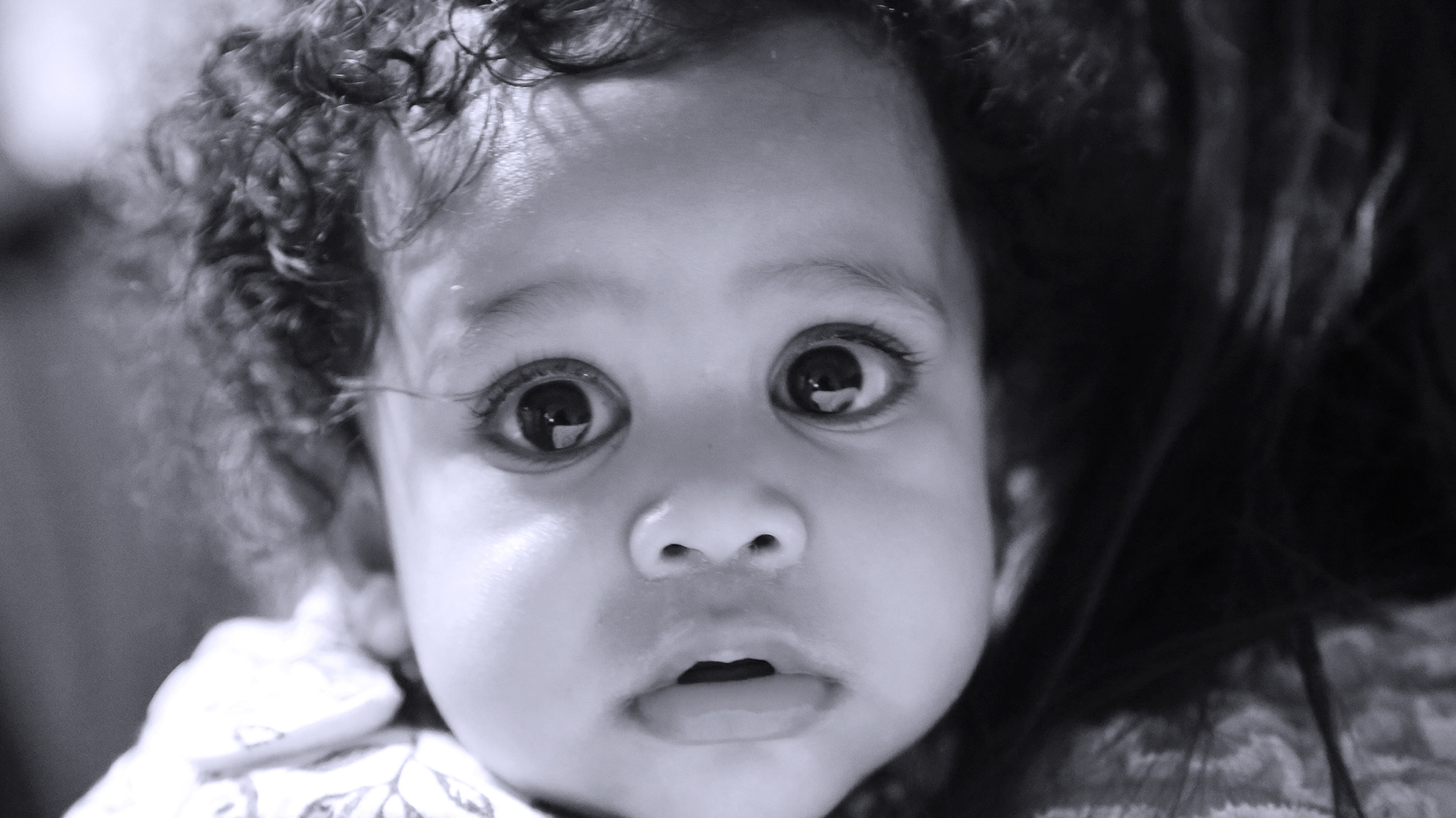 Bak2Buks Media _ Black and White Baby girl's face'